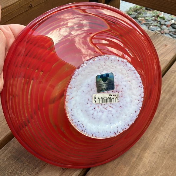 Disney Arribas Brothers blown glass peppermint swirl pedestal bowl - Picture 4 of 9